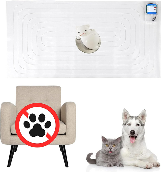 SEERWAY Scat Pet Shock Mat with Tester, Shock Pads for Dogs and Cats Training Indoor, Electric Repellent Mat Keeps Pets Off Couch, Sofa, Counter Top, 3 Training Modes, Battery Operated