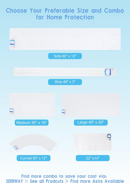 SEERWAY Scat Pet Shock Mat with Tester, Shock Pads for Dogs and Cats Training Indoor, Electric Repellent Mat Keeps Pets Off Couch, Sofa, Counter Top, 3 Training Modes, Battery Operated