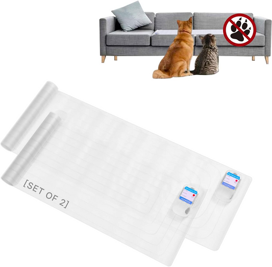 SEERWAY Scat Pet Shock Mat 2 Packs, Shock Pads for Dogs and Cats Training Indoor, Electric Repellent Mat Keeps Pets Off Couch, Sofa, Countertop, 3 Modes, 2 Pieces Same Size, Battery Operated