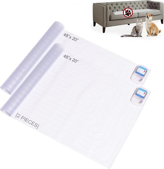 SEERWAY Scat Pet Shock Mat 2 Packs, Shock Pads for Dogs and Cats Training Indoor, Electric Repellent Mat Keeps Pets Off Couch, Sofa, Countertop, 3 Modes, 2 Pieces Same Size, Battery Operated