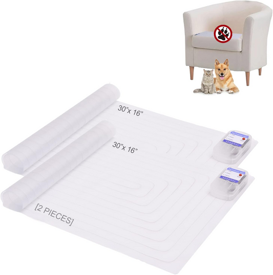 SEERWAY Scat Pet Shock Mat 2 Packs, Shock Pads for Dogs and Cats Training Indoor, Electric Repellent Mat Keeps Pets Off Couch, Sofa, Countertop, 3 Modes, 2 Pieces Same Size, Battery Operated