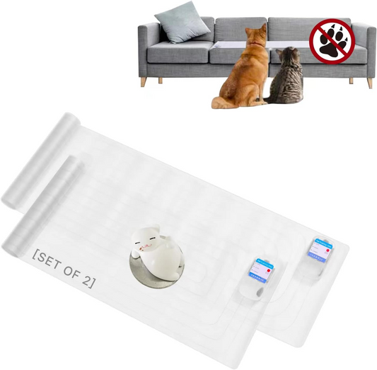 SEERWAY Scat Pet Shock Mat 2 Packs with Tester, Shock Pad for Dog and Cat Training Indoor, Electric Repellent Mat Keeps Pet Off Couch, Sofa, Countertop, 3 Modes, 2 Pieces Same Size, Battery Operated