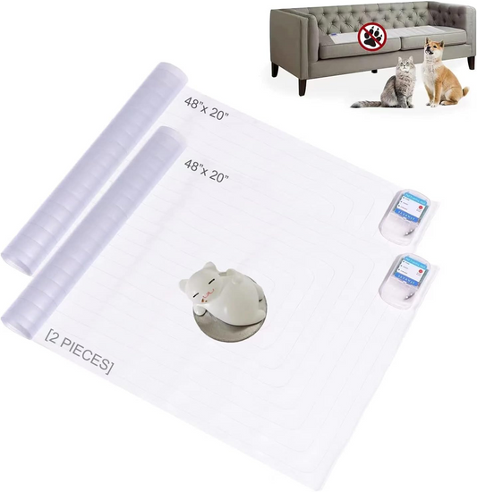 SEERWAY Scat Pet Shock Mat 2 Packs with Tester, Shock Pad for Dog and Cat Training Indoor, Electric Repellent Mat Keeps Pet Off Couch, Sofa, Countertop, 3 Modes, 2 Pieces Same Size, Battery Operated