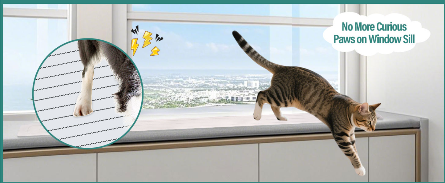 Rechargeable Pet Shock Mat, Cat Repellent Pad, Cat Deterrent Mat, Electric Training Mat Keeps Dogs and Cats Off Windowsill and Narrow Area, 3 Training Modes with 3 Intensity（46"x 3" ）