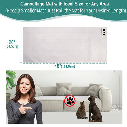 SEERWAY Rechargeable Pet Shock Mat, Cat Repellent Pad, Cat Deterrent Mat, Electric Training Mat Keeps Dogs and Cats Off Sofa, Couch, Bed and Countertop, 3 Training Modes with 3 Intensity (20"x48")