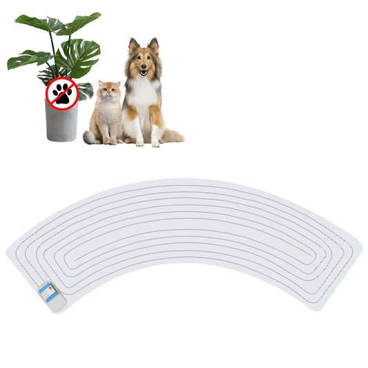 SEERWAY Scat Pet Shock Mat Indoor, Shock Training Pads for Dogs and Cats, Electric Repellent Mat Keeps Pets Off Plant, Trash Can and Christmas Tree, 3 Training Modes, 50"x12" Curved, Battery Operated