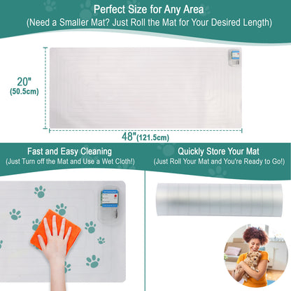 SEERWAY Scat Pet Shock Mat 2 Pieces, Shock Pads for Dogs and Cats Training Indoor, Electric Repellent Mat Keeps Pets Off Couch, Sofa, Countertop, 3 Modes, 2 Pieces Same Size, Battery Operated，48"x 20"