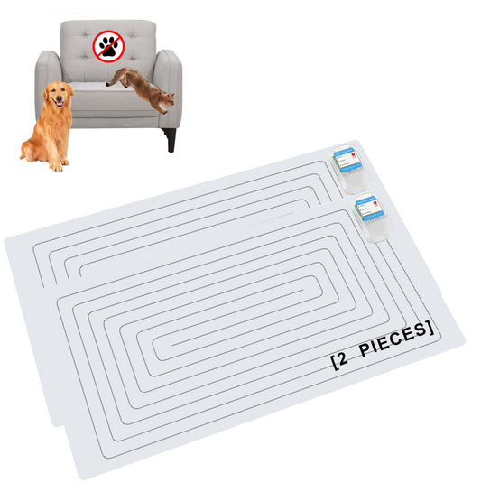 SEERWAY Scat Pet Shock Mat 2 Pieces, Shock Pads for Dogs and Cats Training Indoor, Electric Repellent Mat Keeps Pets Off Couch, Sofa, Countertop, 3 Modes, 2 Pieces Same Size, Battery Operated，30"x 16"