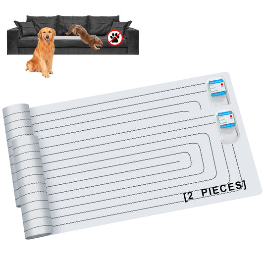 SEERWAY Scat Pet Shock Mat 2 Pieces, Shock Pads for Dogs and Cats Training Indoor, Electric Repellent Mat Keeps Pets Off Couch, Sofa, Countertop, 3 Modes, 2 Pieces Same Size, Battery Operated，60"x 12"