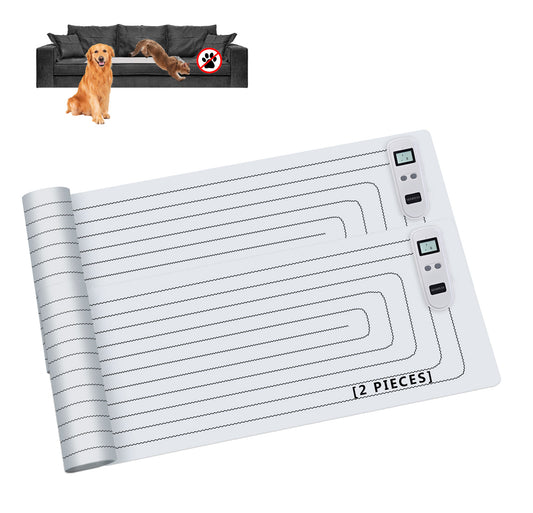 2 Rechargeable Pet Shock Mats Same Size, Cat Repellent Pad, Cat Deterrent Mat, Electric Training Mat Keeps Dogs and Cats Off Sofa, Couch, Bed and Countertop (60"x12")