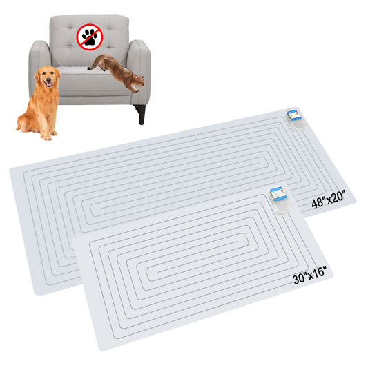 SEERWAY Scat Pet Shock Mat 2 Pieces in Different Size, Shock Pads for Dogs and Cats Training Indoor, Electric Repellent Mat Keeps Pets Off Couch, Sofa, Countertop, 3 Modes (48"x 20" + 30"x 16")