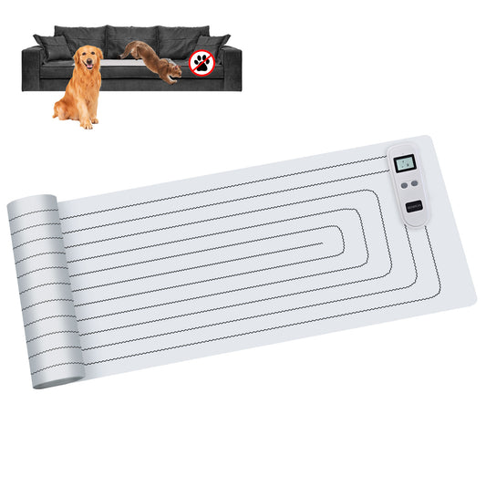 SEERWAY Rechargeable Pet Shock Mat, Cat Repellent Pad, Cat Deterrent Mat, Electric Training Mat Keeps Dogs and Cats Off Sofa, Couch, Bed and Countertop, 3 Training Modes with 3 Intensity（60"x 12"）