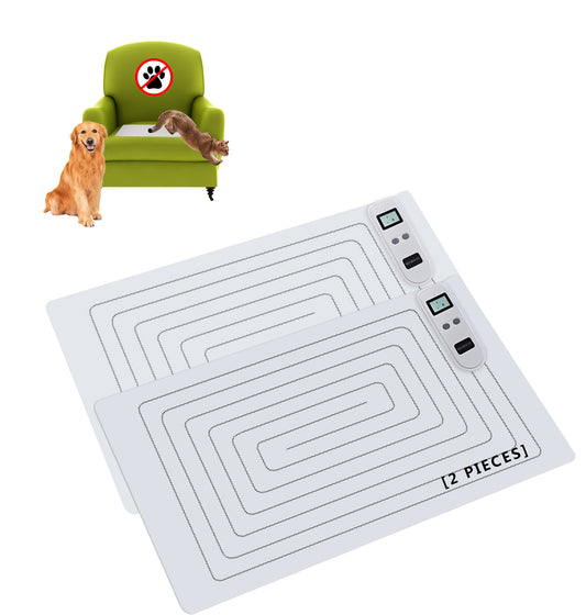 2 Rechargeable Pet Shock Mats Same Size, Cat Repellent Pad, Cat Deterrent Mat, Electric Training Mat Keeps Dogs and Cats Off Sofa, Couch, Bed and Countertop (22"x14")