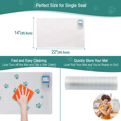SEERWAY Scat Pet Shock Mat with Tester, Shock Pads for Dogs and Cats Training Indoor, Electric Repellent Mat Keeps Pets Off Couch, Sofa, Counter Top, 3 Training Modes, Battery Operated,22"x 14"