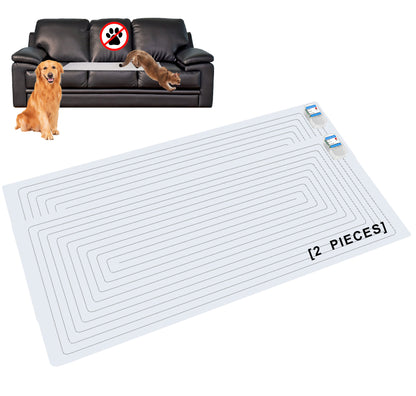 SEERWAY Scat Pet Shock Mat 2 Pieces, Shock Pads for Dogs and Cats Training Indoor, Electric Repellent Mat Keeps Pets Off Couch, Sofa, Countertop, 3 Modes, 2 Pieces Same Size, Battery Operated，48"x 20"