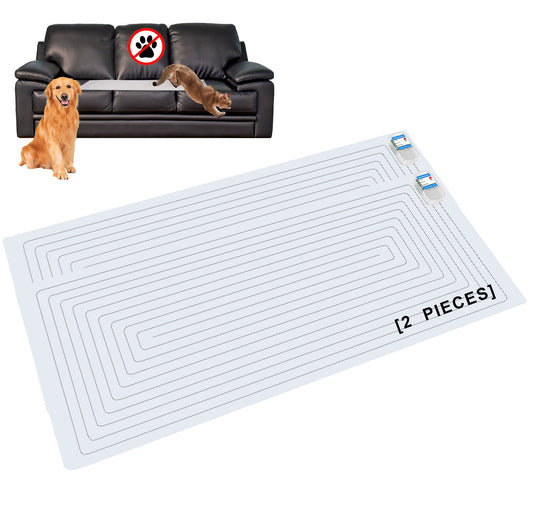 SEERWAY Scat Pet Shock Mat 2 Pieces, Shock Pads for Dogs and Cats Training Indoor, Electric Repellent Mat Keeps Pets Off Couch, Sofa, Countertop, 3 Modes, 2 Pieces Same Size, Battery Operated，48"x 20"