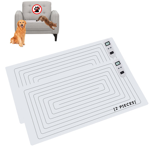 2 Rechargeable Pet Shock Mats Same Size, Cat Repellent Pad, Cat Deterrent Mat, Electric Training Mat Keeps Dogs and Cats Off Sofa, Couch, Bed and Countertop (30"x16")