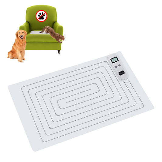 SEERWAY Rechargeable Pet Shock Mat, Cat Repellent Pad, Cat Deterrent Mat, Electric Training Mat Keeps Dogs and Cats Off Sofa, Couch, Bed and Countertop, 3 Training Modes with 3 Intensity (22"x14")